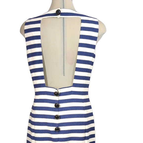 *New*DOLCE & GABBANA Striped Blue & White Open Black Flare Dress Italian Size 44 - Picture 17 of 17